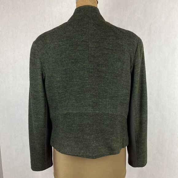 Coldwater Creek Asymmetrical Moto Jacket Size 16 Olive Green Wool Blend - Picture 5 of 16